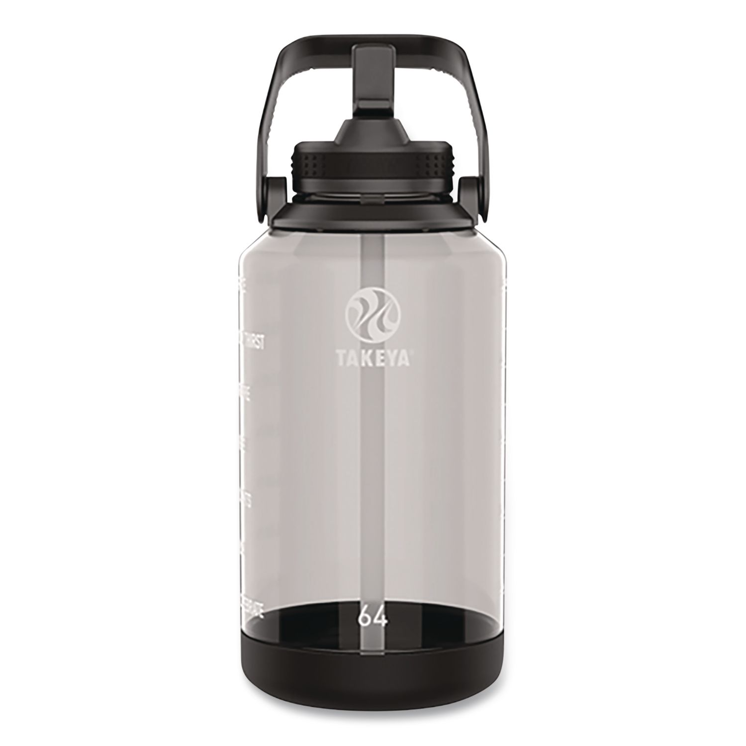 Tritan Motivational Plastic Water Bottle, 64 oz, Stormy Black