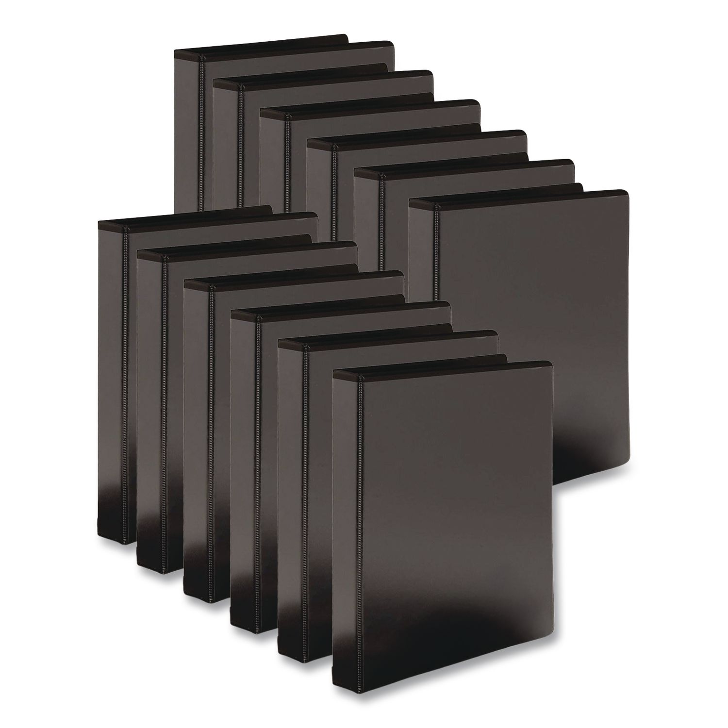 Round Ring View Binder, 3 Rings, 0.5" Capacity, Black, 12/Carton