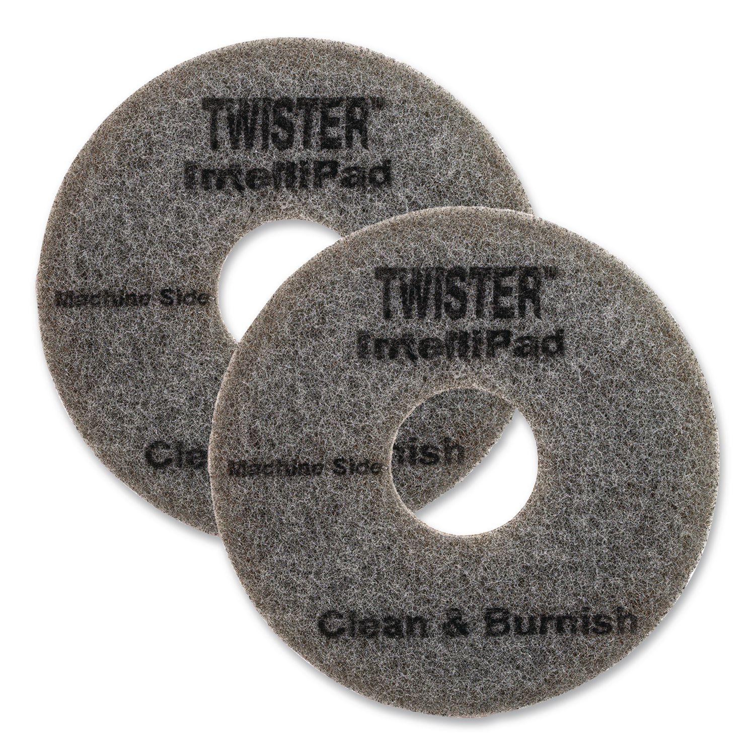 Twister Floor Pad, 8.86" Diameter, Gray, 2/Pack
