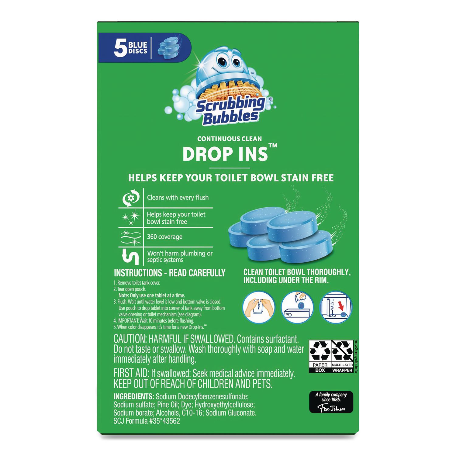 Scrubbing Bubbles® Drop-Ins Toilet Cleaning Tablets, 1.41 oz Tablets, 5 ...