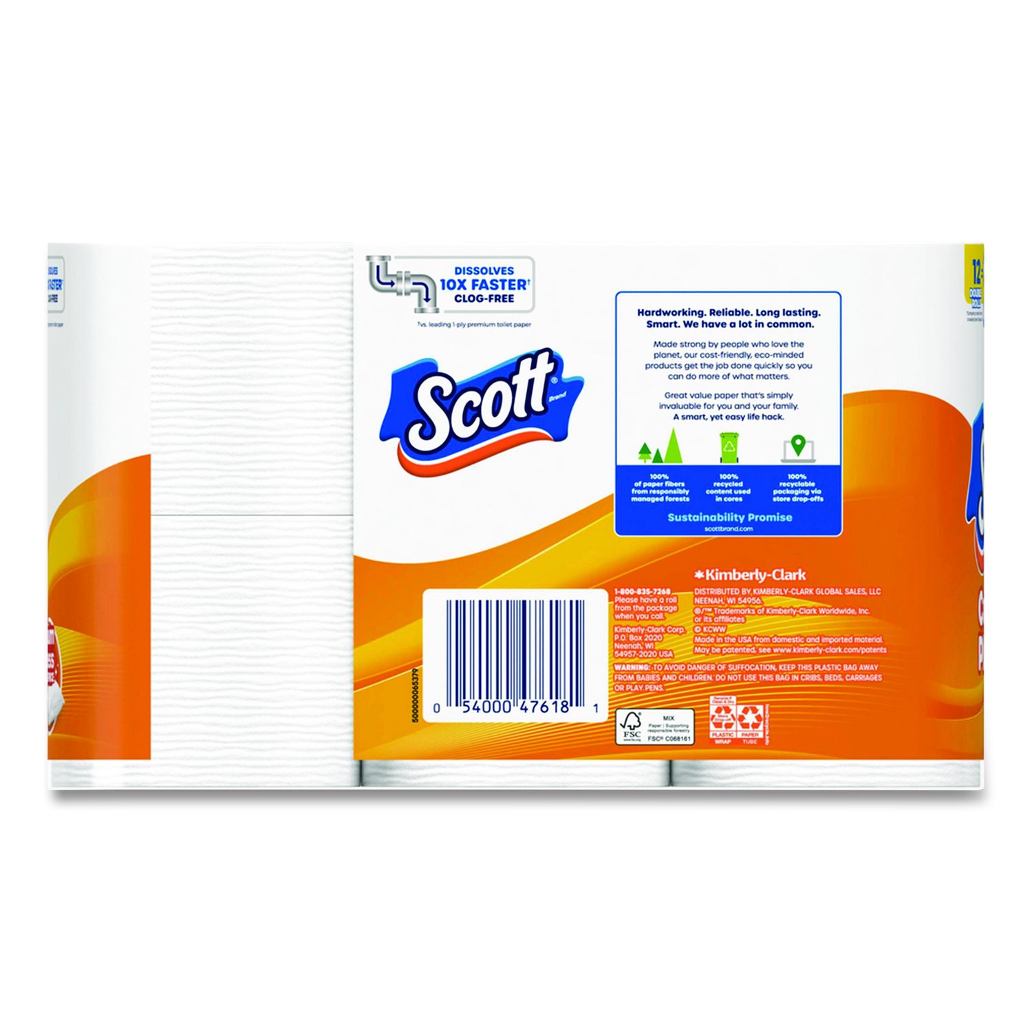 thumbnail image 2 of Scott ComfortPlus Toilet Paper, 12 Double Rolls (231 Sheets Each), 1-Ply, Septic Safe, Unscented, Made In USA 2 of 3