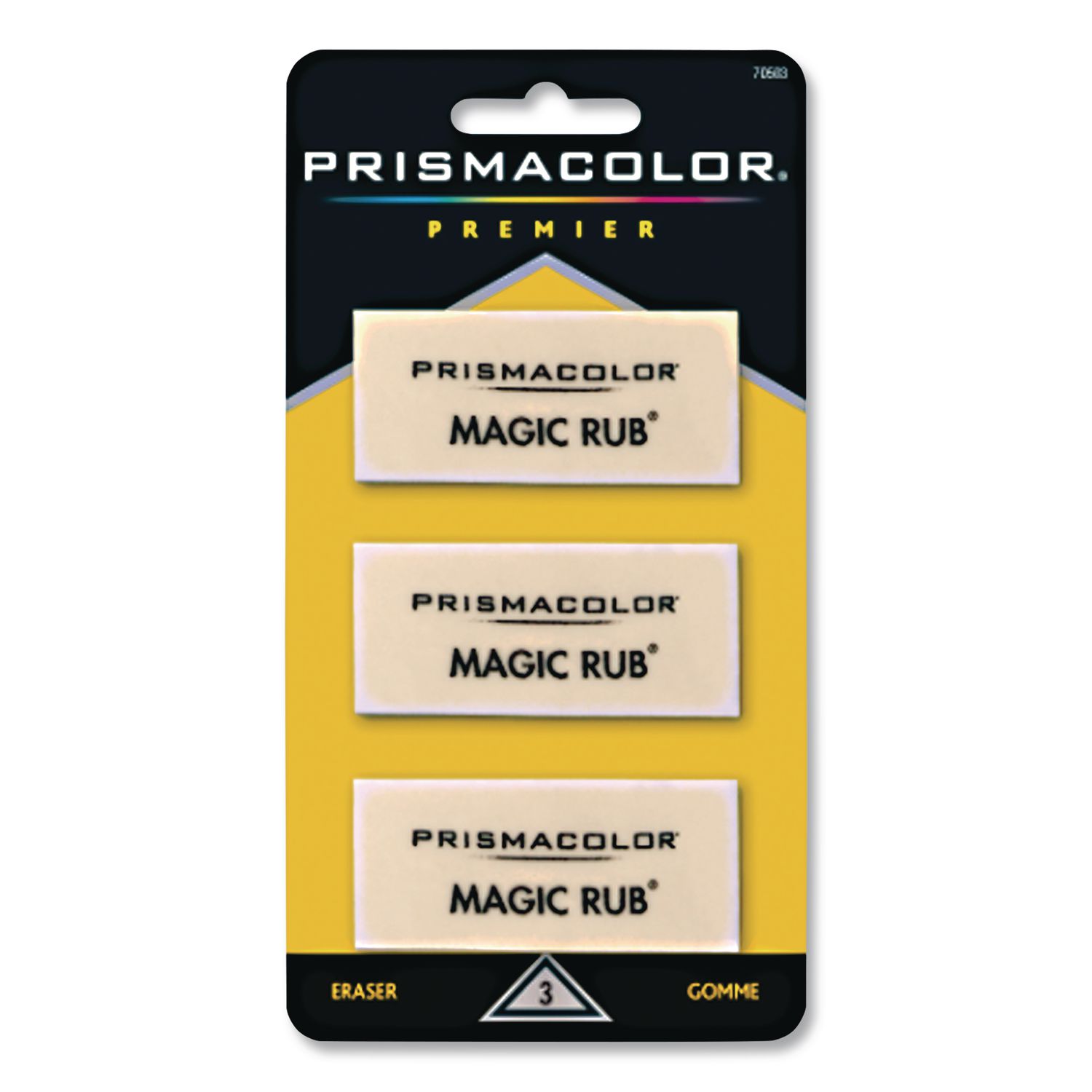 MAGIC RUB Eraser, For Pencil/Ink Marks, Rectangular Block, Medium, Off White, 3/Pack