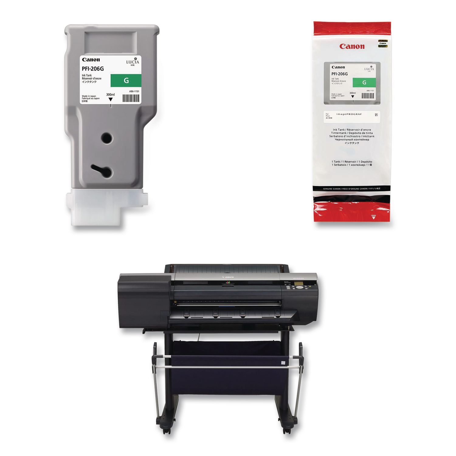 5310B001AA (PFI-206G) Ink, 2,200 Page-Yield, Green