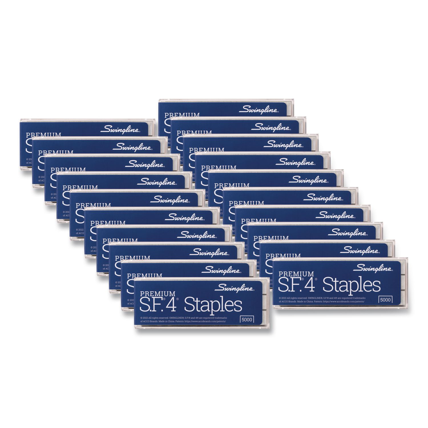 S.F. 4 Premium Staples, 0.25" Leg, 0.5" Crown, Steel, 5,000/Box, 20 Boxes/Carton