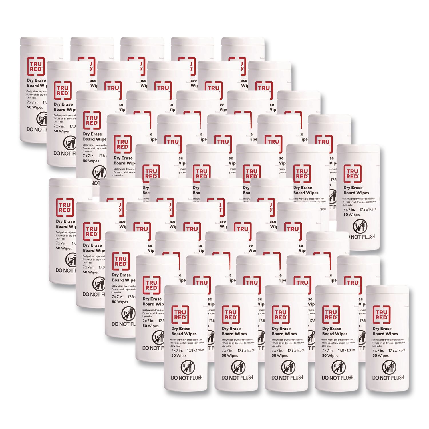 Dry Erase Board Wipes, 7 x 7, Low Odor, White, 50/Pack