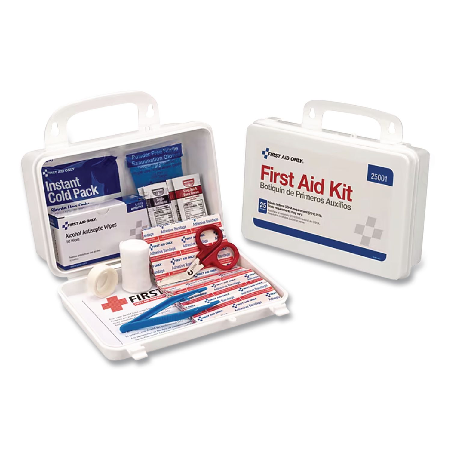 First Aid Kit for Up to 25 People, 125 Pieces, Metal Case