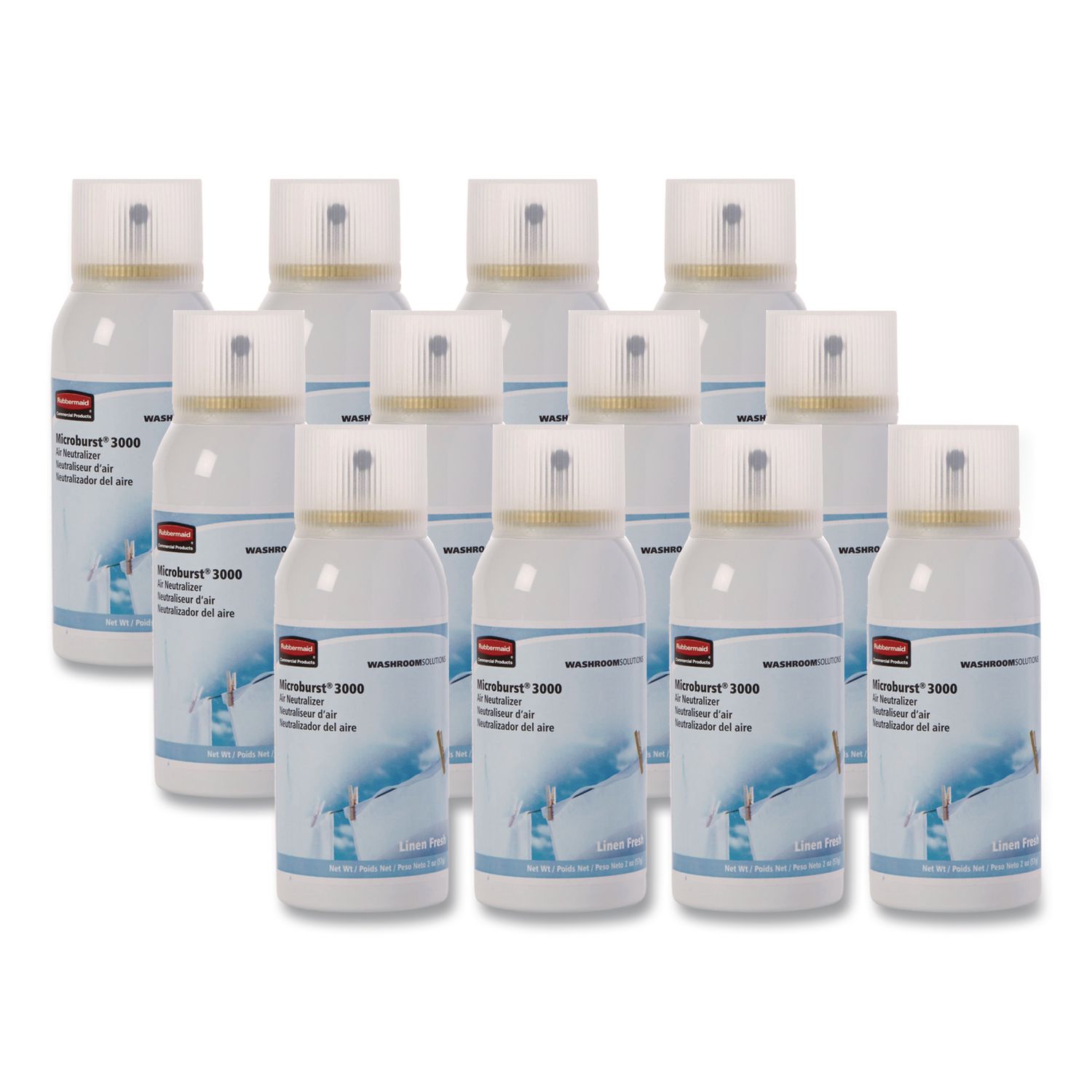 Microburst 3000 Refill, Linen Fresh, 2 oz Aerosol Spray, 12/Carton