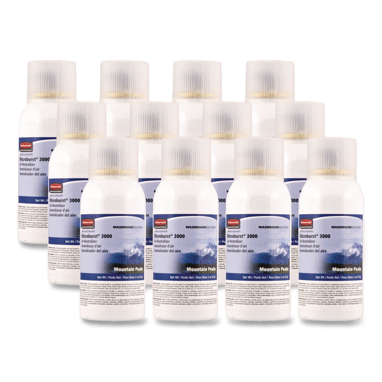 Microburst 3000 Refill, Mountain Peaks, 2 oz Aerosol Spray, 12/Carton