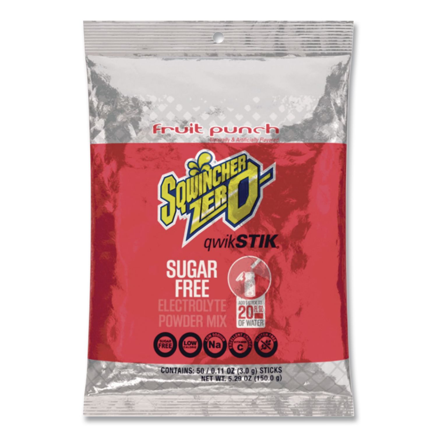 Sugar-Free Qwik Stik Energy Drink Mix, Fruit Punch, 1.26 oz Packet, 50/Pack