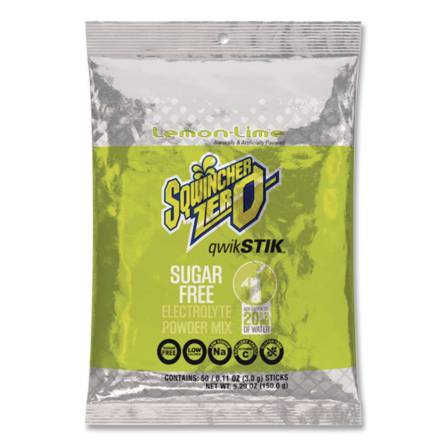 Sugar-Free Qwik Stik Energy Drink Mix, Lemonade, 1.26 oz Packet, 50/Pack