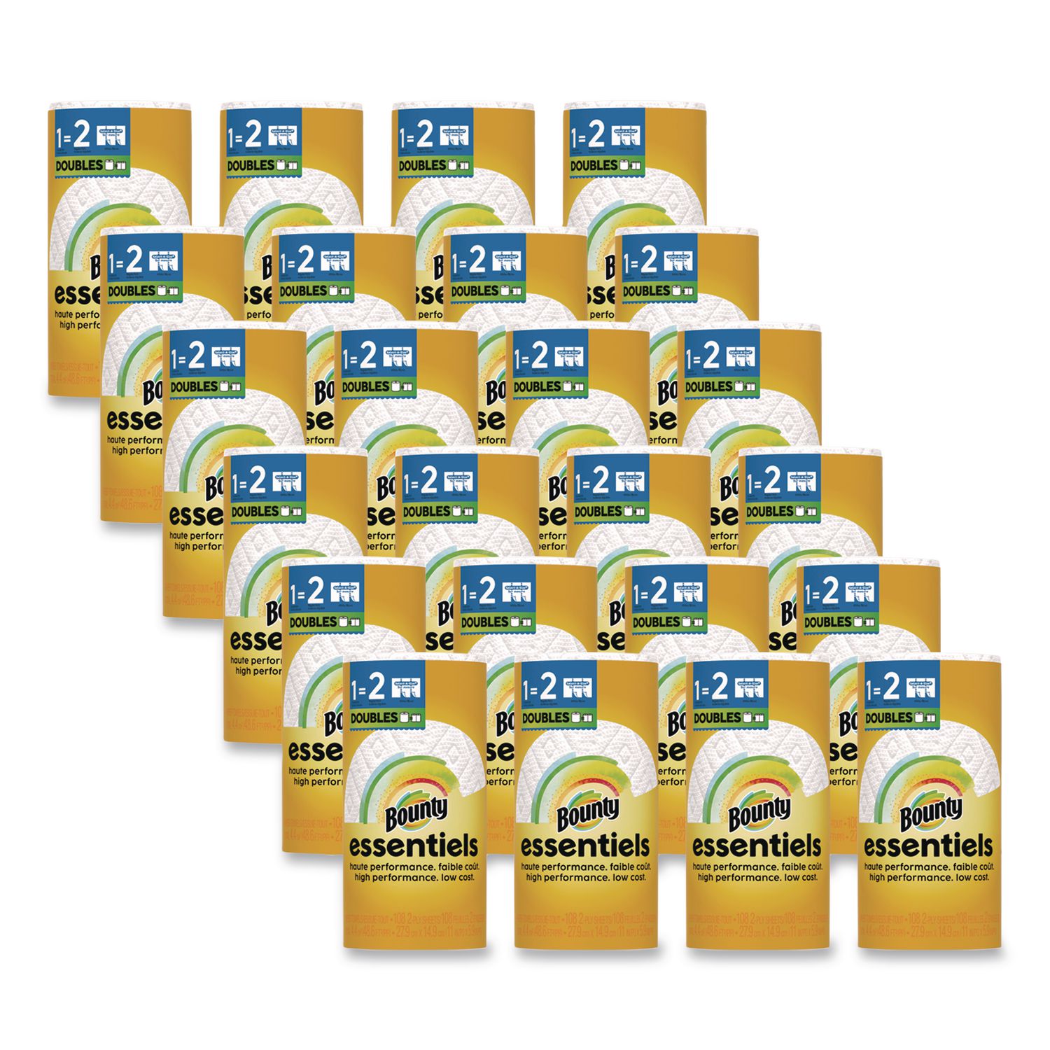 Essentials Select-A-Size Kitchen Roll Paper Towels, 2-Ply, 108 Sheets/Roll, 24 Rolls/Carton