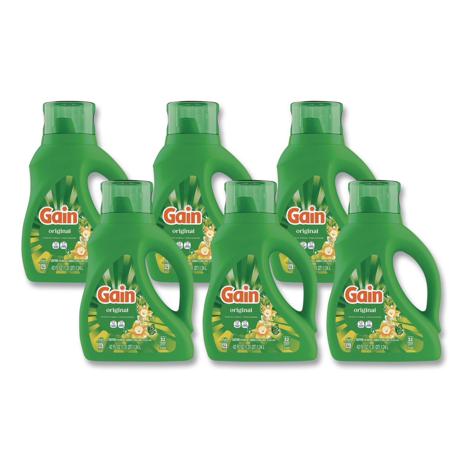 Liquid Laundry Detergent, Gain Original Scent, 46 oz Bottle, 6/Carton