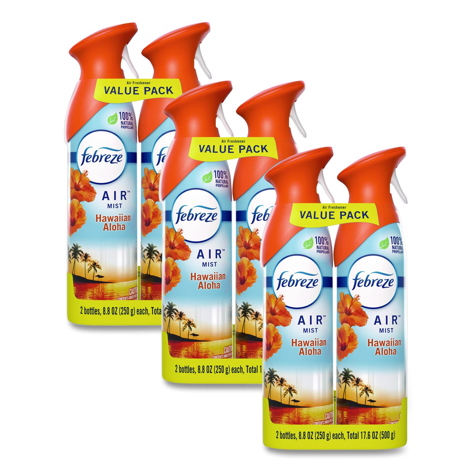 AIR, Hawaiian Aloha, 8.1 oz Aerosol Spray, 2/Pack, 3 Packs/Carton