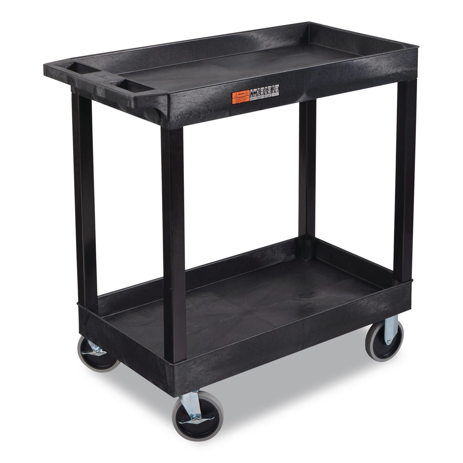 TUFFY XL Two-Shelf Heavy-Duty Multipurpose Utility Cart, Plastic, 500 lb Capacity, 35.25" x 18" x 35.5", Black
