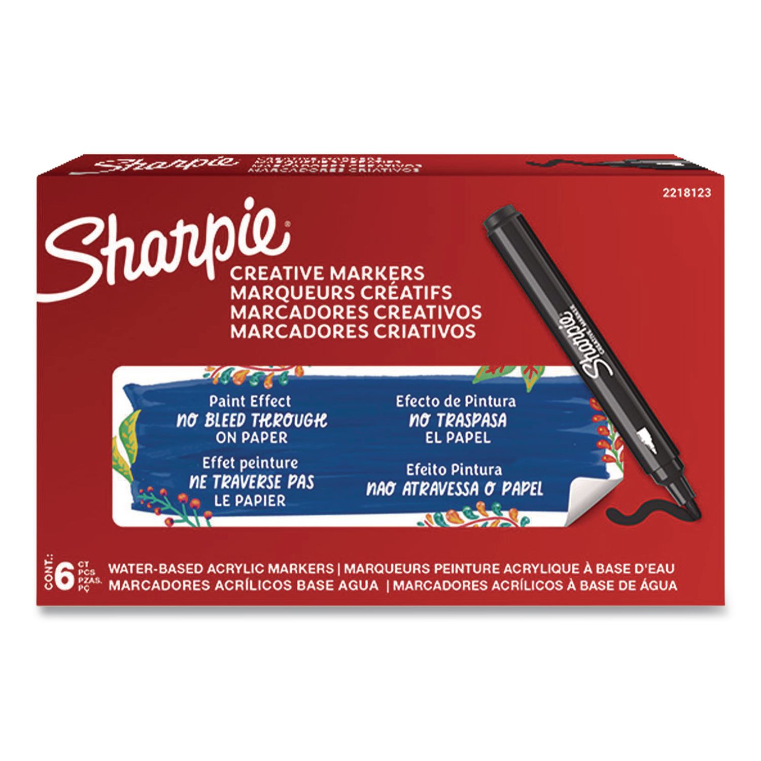Creative Markers, Bullet Tip, Black, 6/Pack