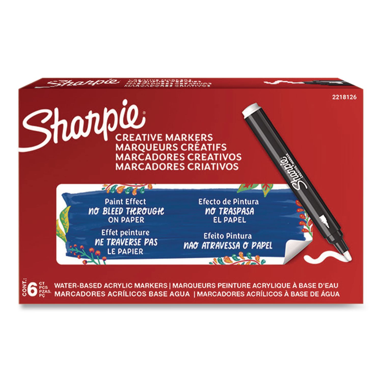 Creative Markers, Bullet Tip, White, 6/Pack