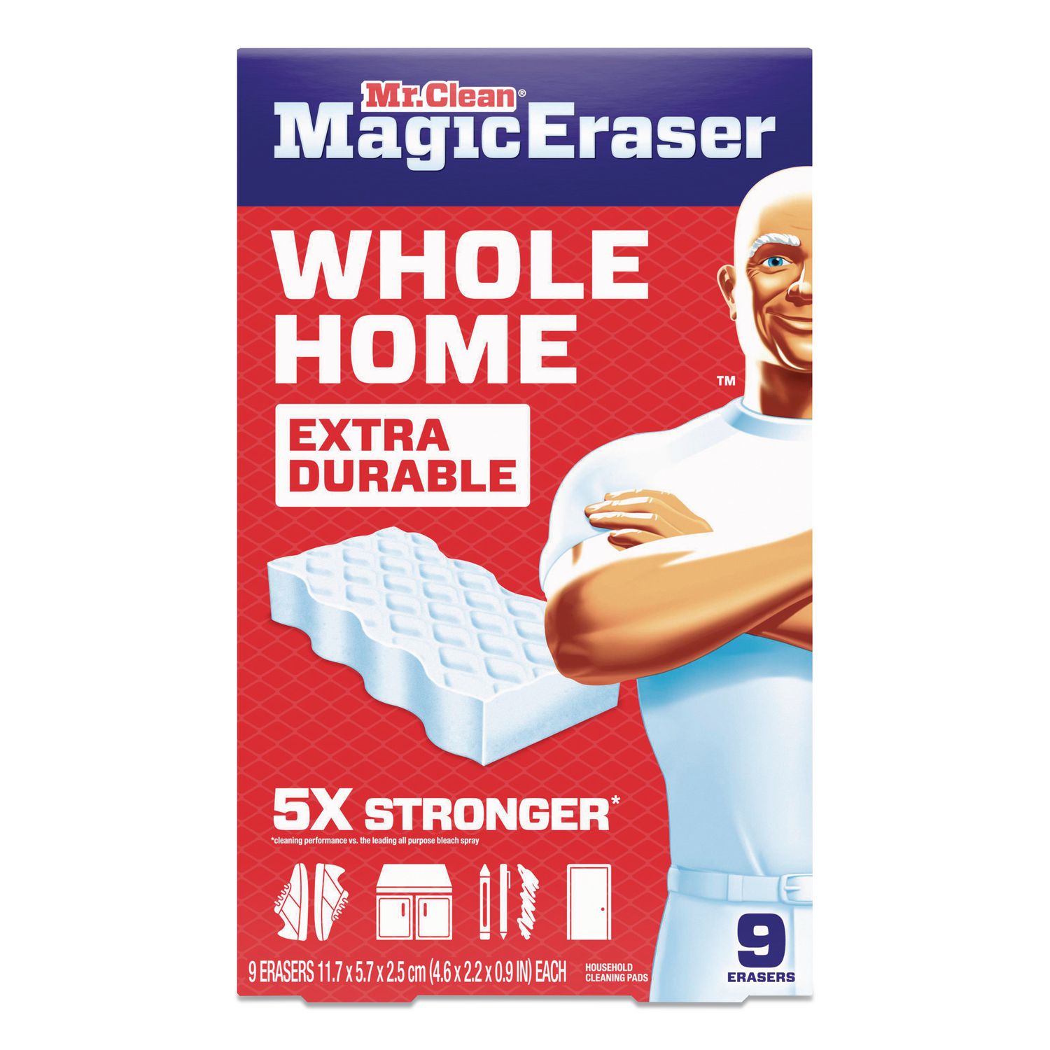 Magic Eraser, 4.6 x 0.9, 2.2" Thick, White, 9/Box, 2 Boxes/Carton