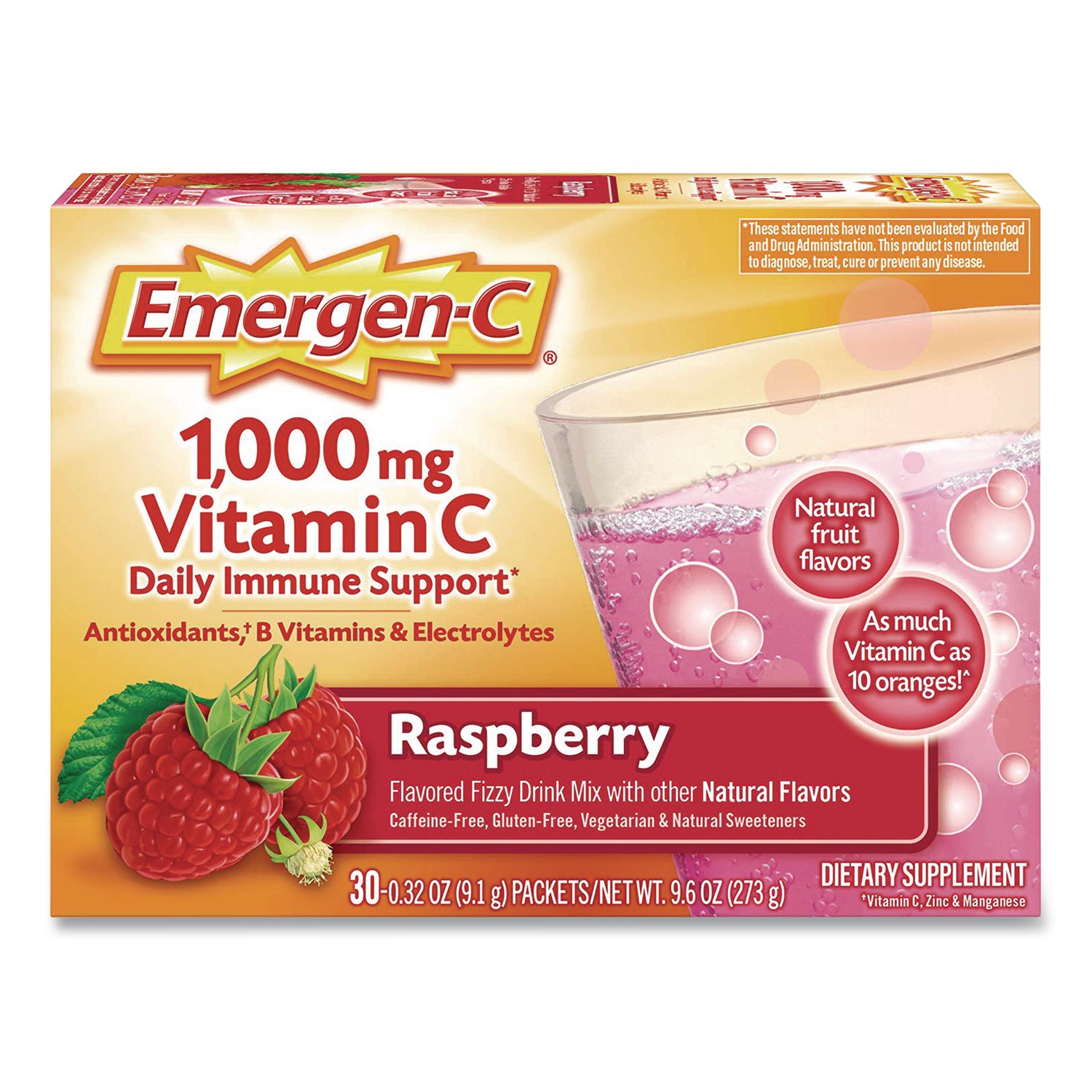 Vitamin C Drink Mix, 1,000 mg Vitamin C, Raspberry, 60/Pack