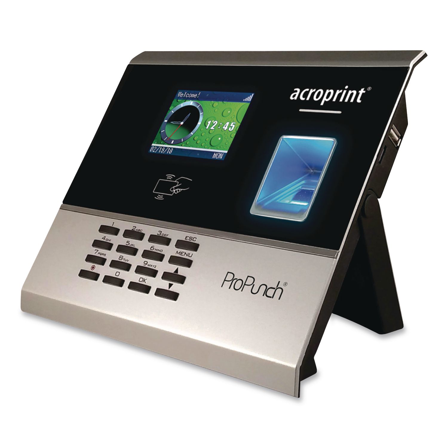 ProPunch Biometric Time Clock, 3,000 Employees, Black/Silver