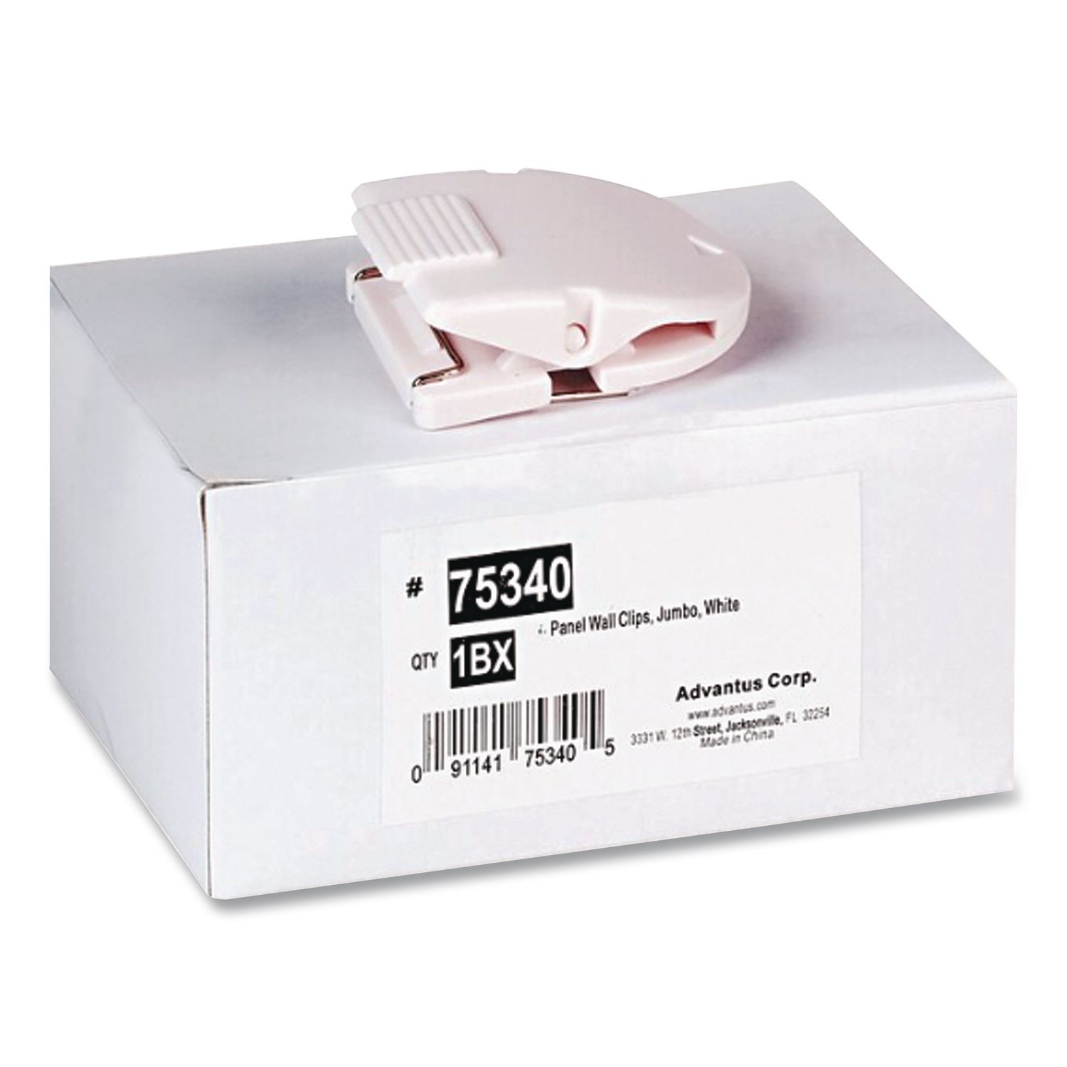 Wall Clips for Fabric Panels, 60 Sheet Capacity, White, 10/Box