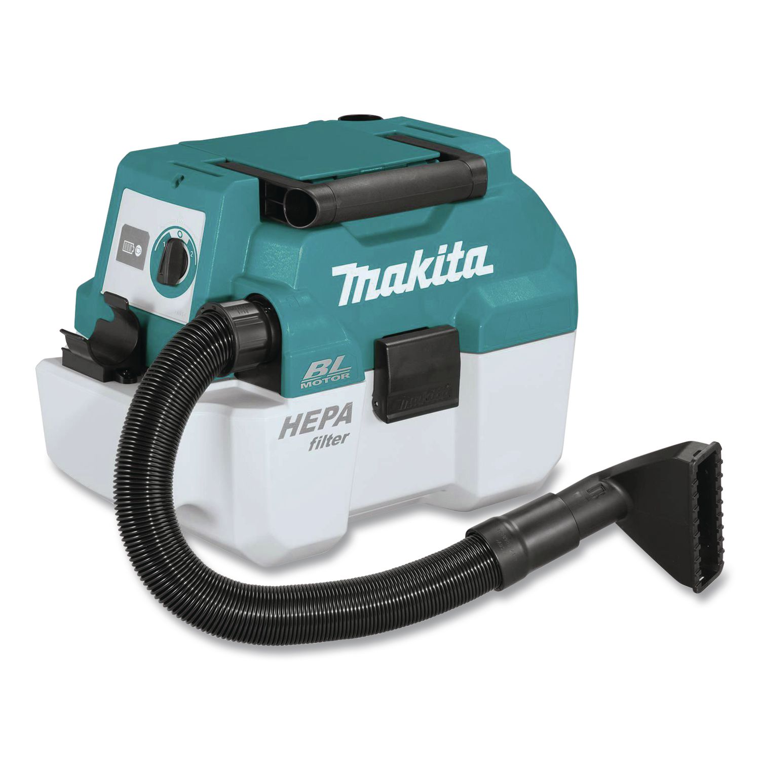 LXT 18 V Li-Ion HEPA Dust Extractor/Vacuum (Tool Only), 2 gal Tank Capacity, Black/Teal/White