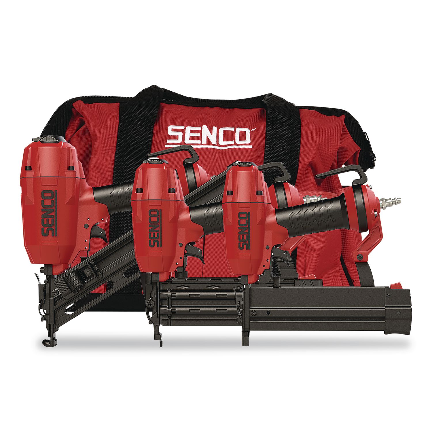 Three-Tool Pneumatic Finish Combo Kit with Angled Finish Nailer, Brad Nailer and Stapler