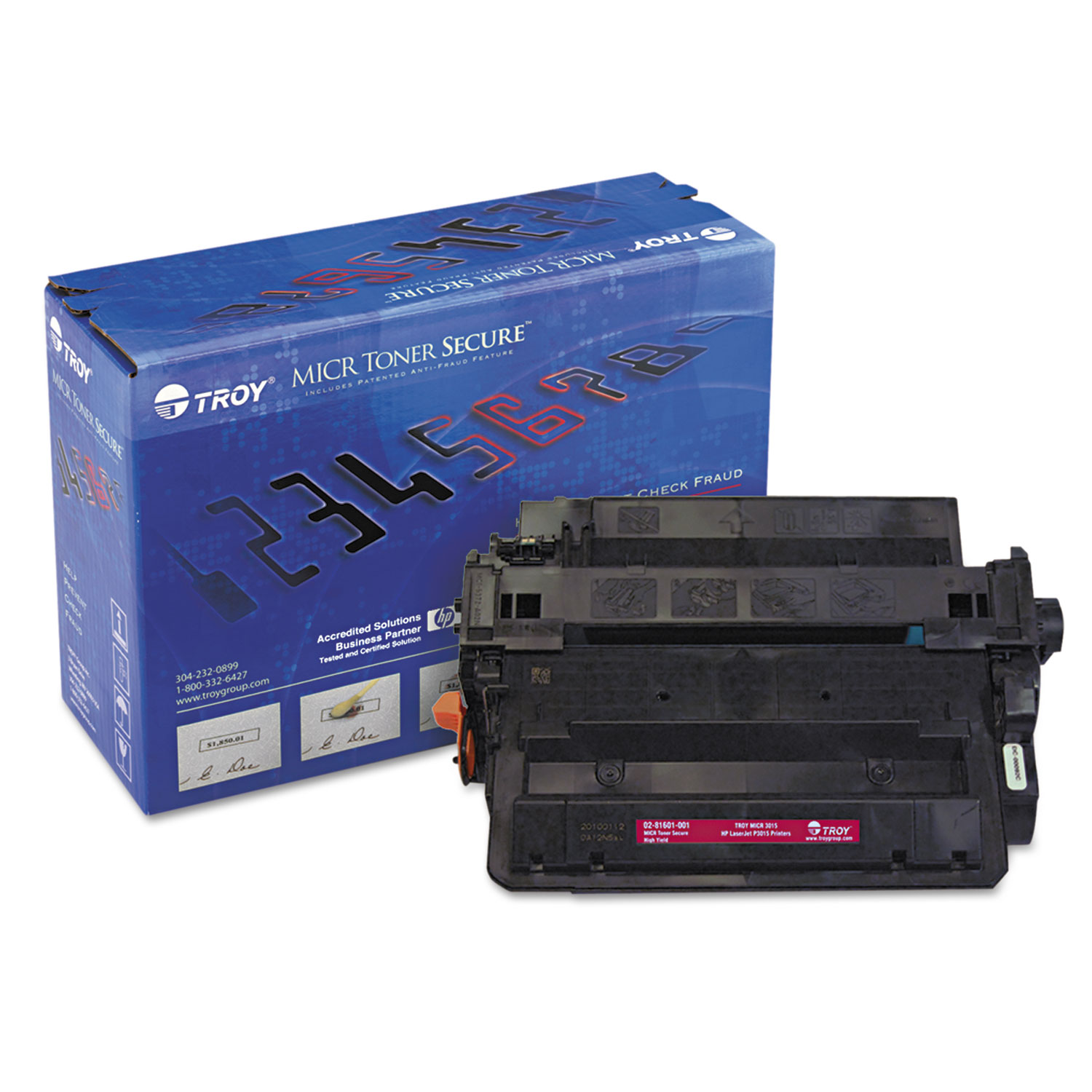 0281601001 55X (HP CE255X) High-Yield MICR Toner Secure, 12500 Page-Yield, Black