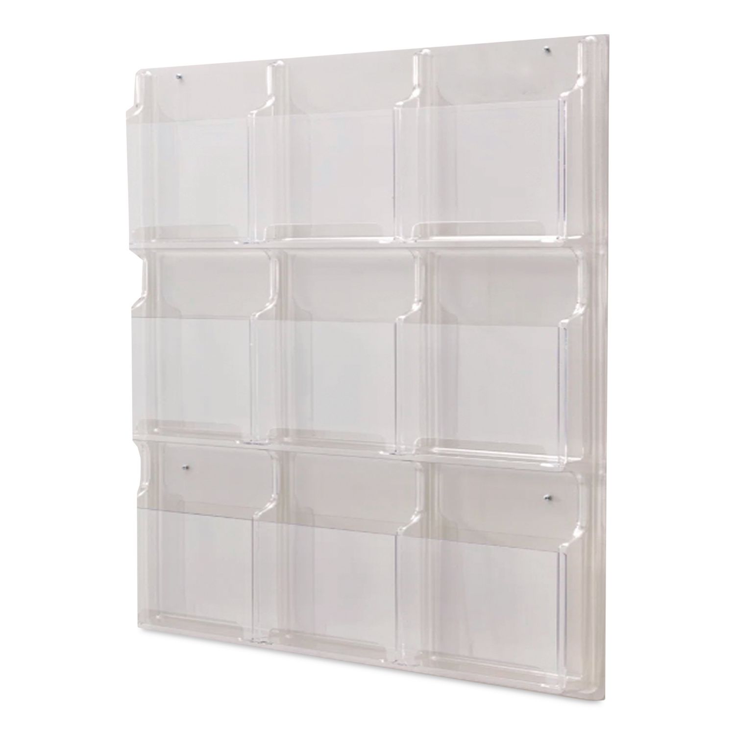 Clear2c Magazine Rack, 9 Pockets, 29 x 3 x 36, Clear