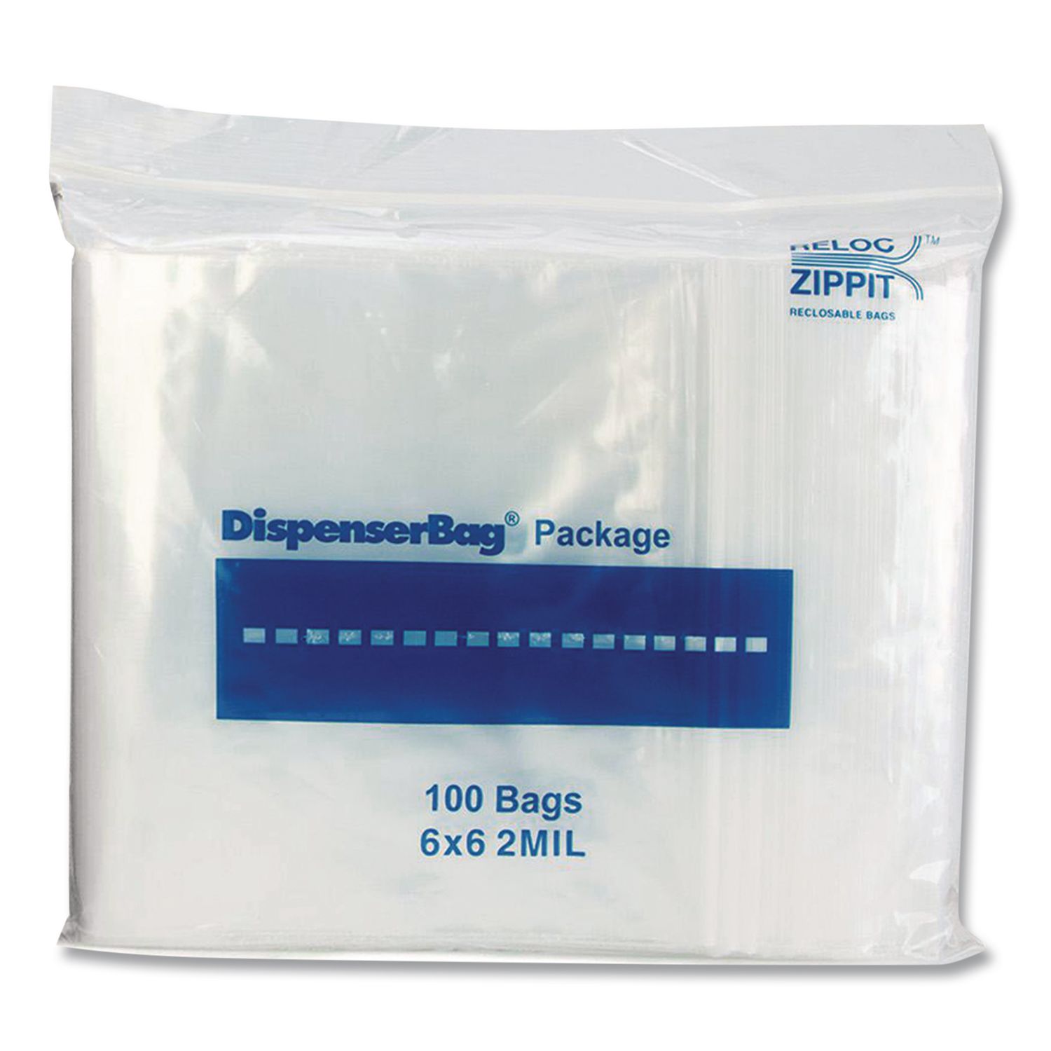 Reloc Zippit Plastic Zipper Bags, 6" x 6", Clear, 1,000/Box
