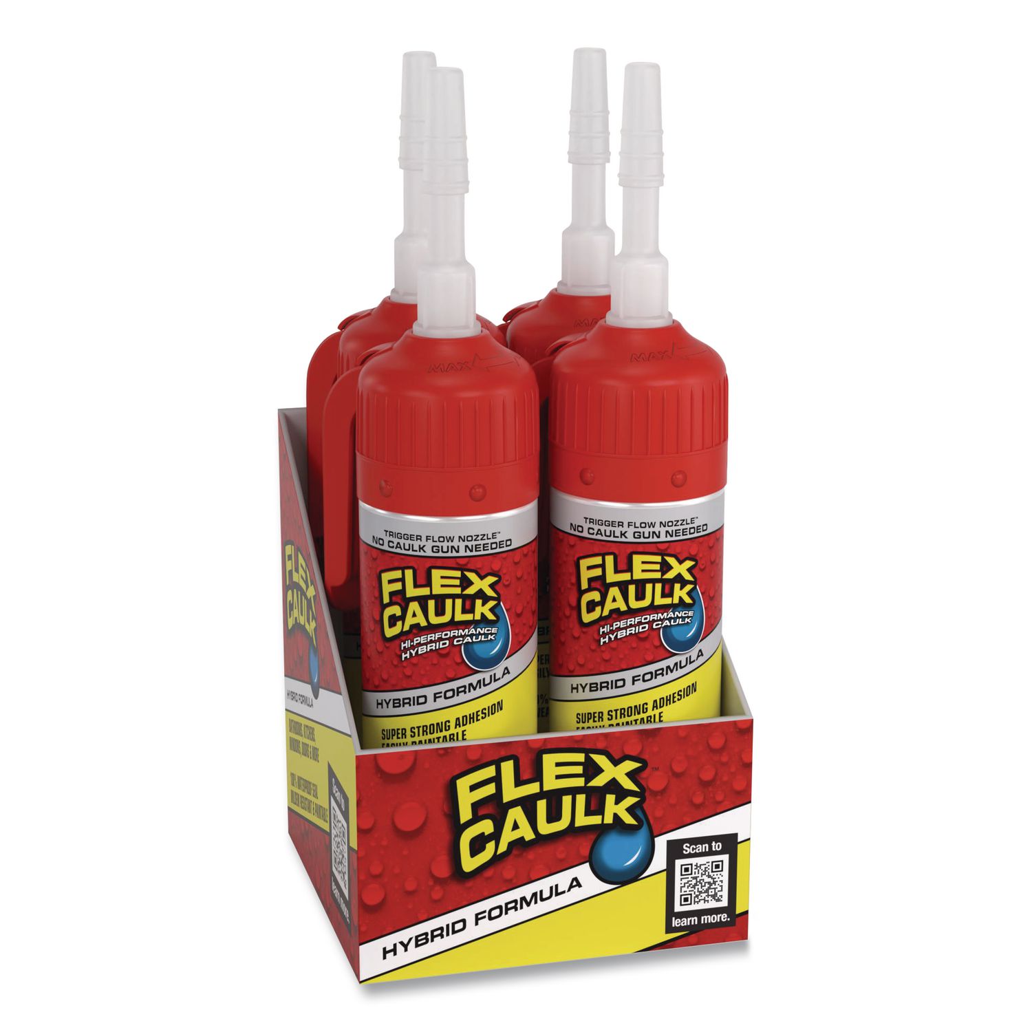 Flex Caulk Hi-Performance Hybrid Caulk, 3 oz Aerosol Can, Dries Clear, 4/Carton