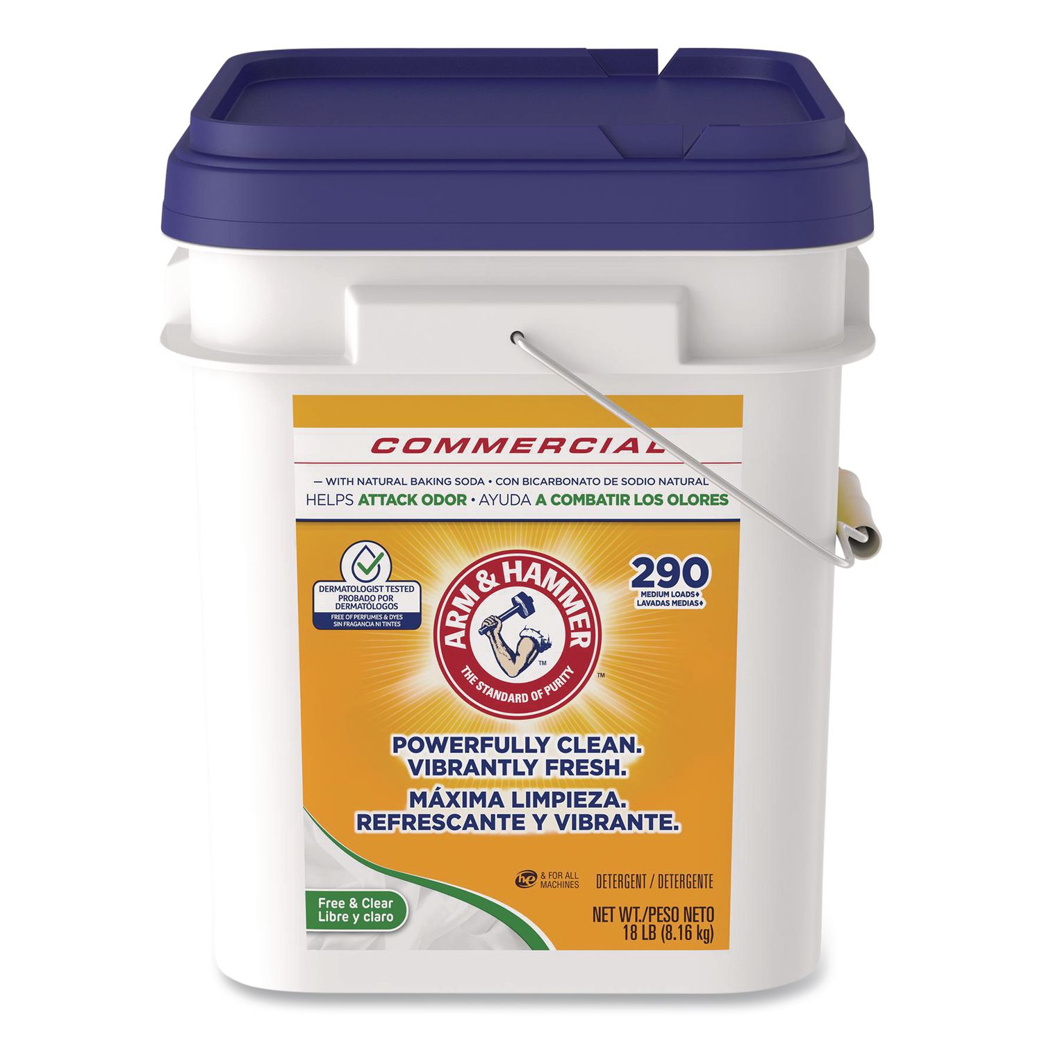 Free and Clear Powder Laundry Detergent, 18 lb Pail