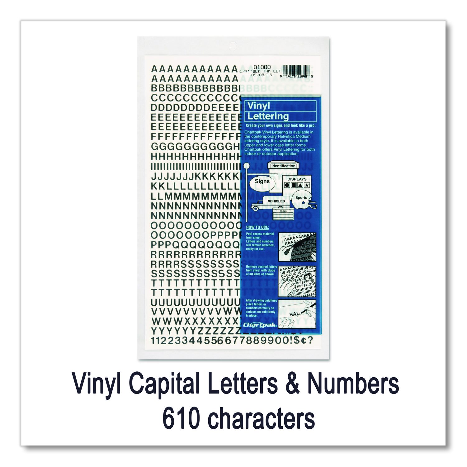 Press-On Vinyl Self-Adhesive Numbers and Uppercase Letters, 0.25