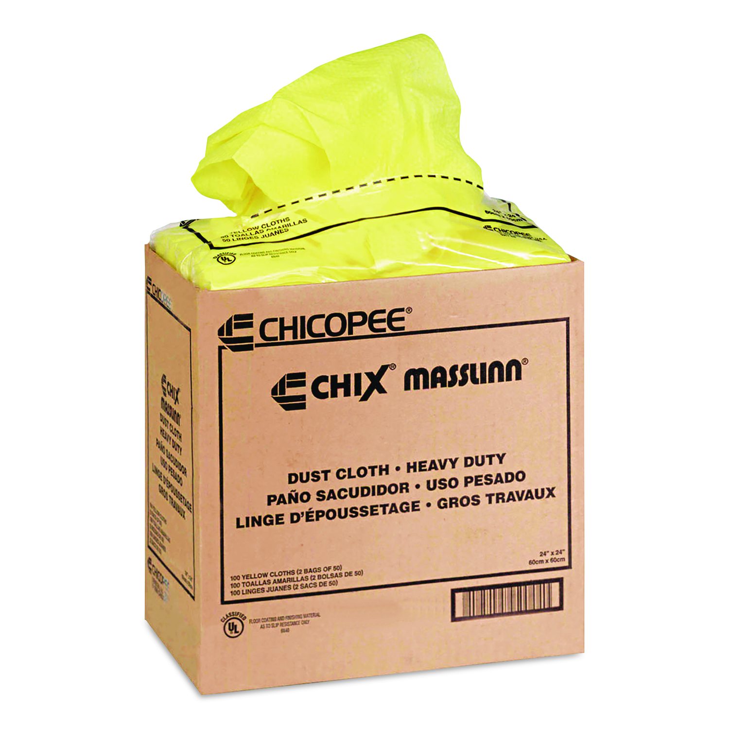 Masslinn Dust Cloths, 24 x 24, Yellow, 50/Bag, 2 Bags/Carton