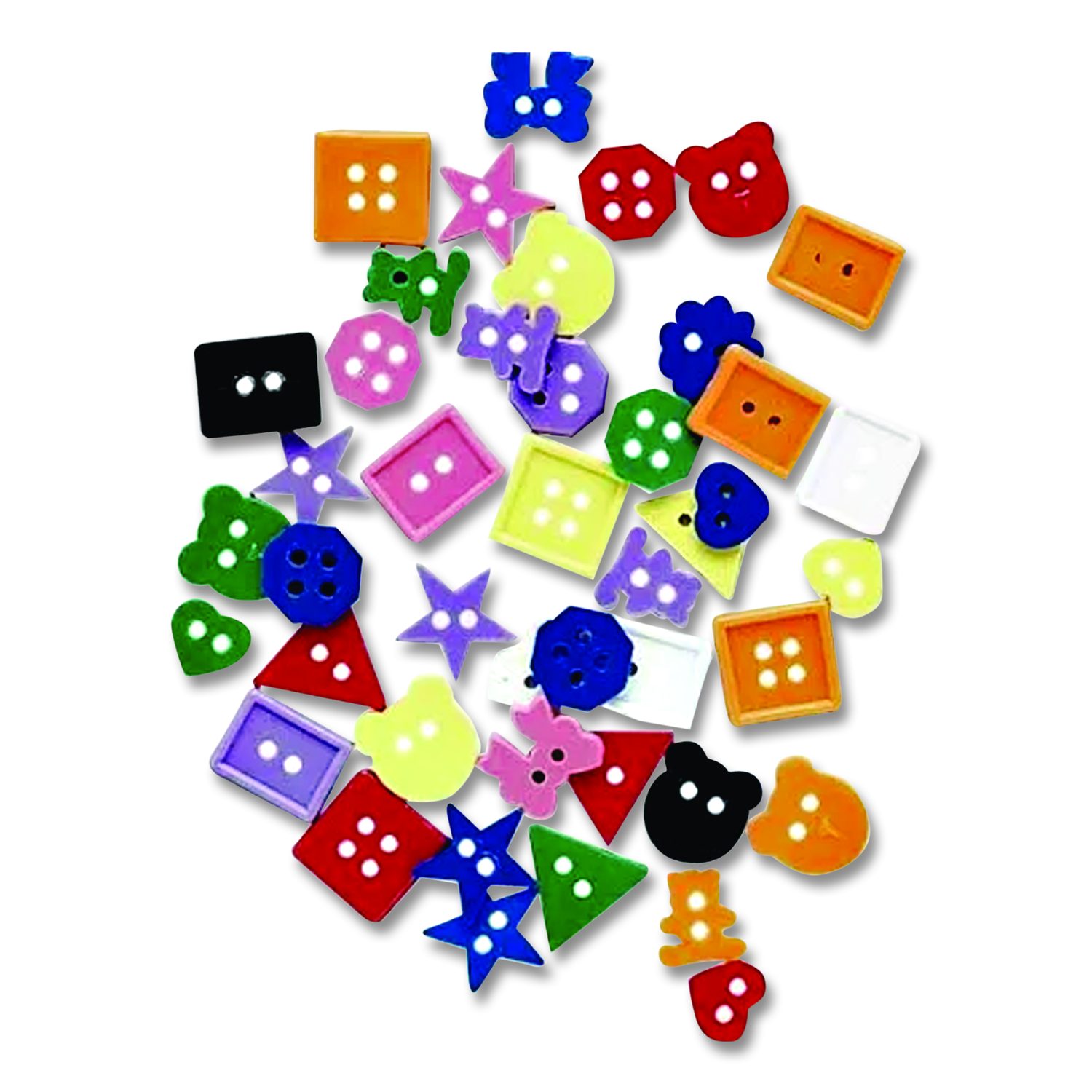 Plastic Button Assortment, Assorted Sizes and Colors, 1 lb Bag
