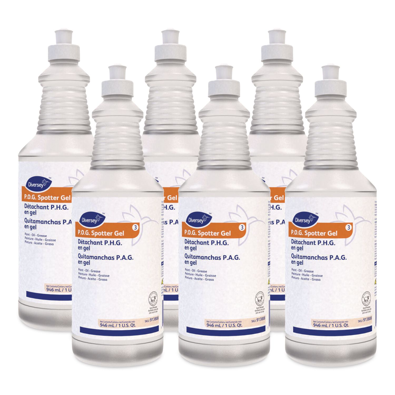 Paint, Oil and Grease Spotter Gel, Fruity Scent, 32 oz Squeeze Bottle, 6/Carton