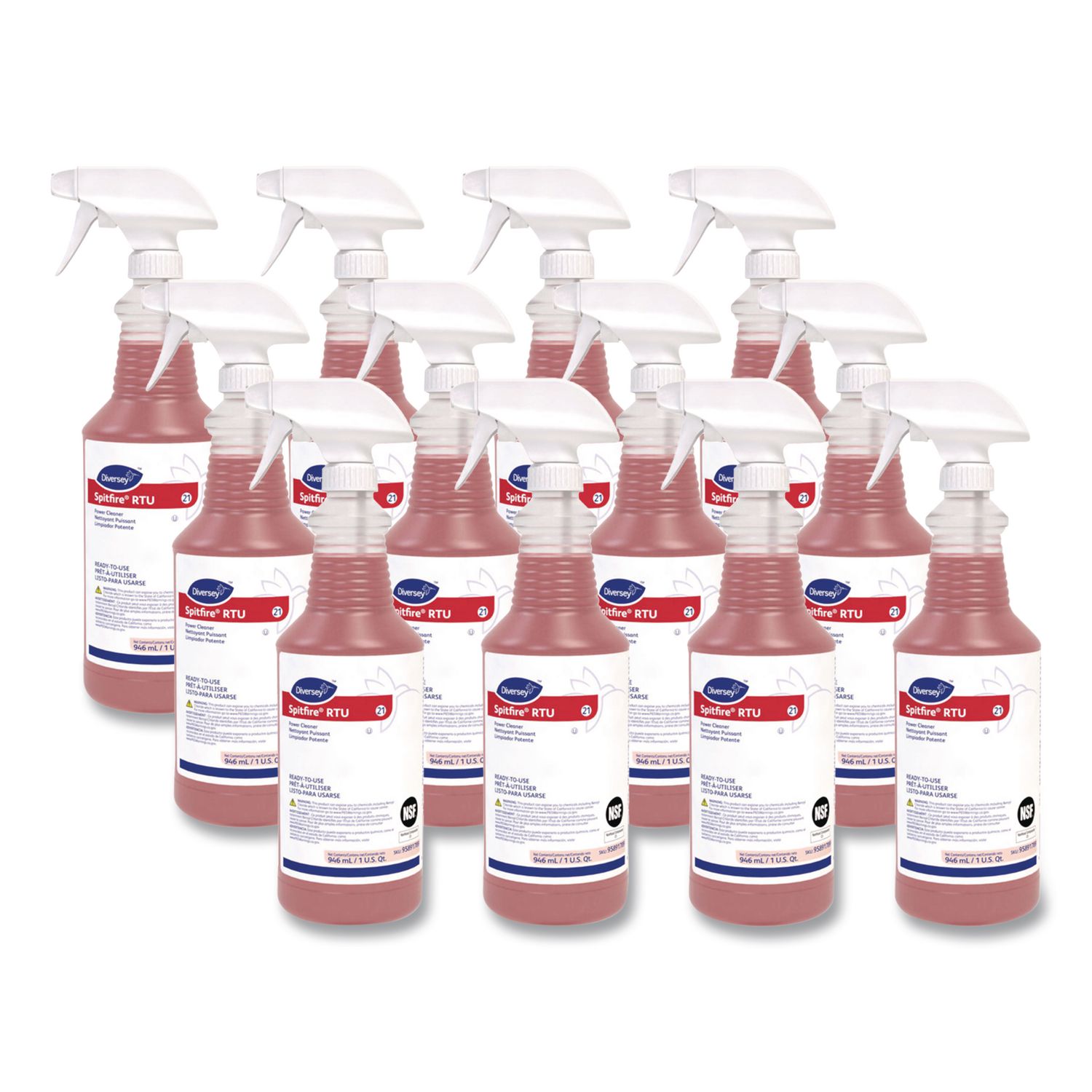 Spitfire Power Cleaner, Liquid, Fresh Pine Scent, 32 oz Spray Bottle, 12/Carton