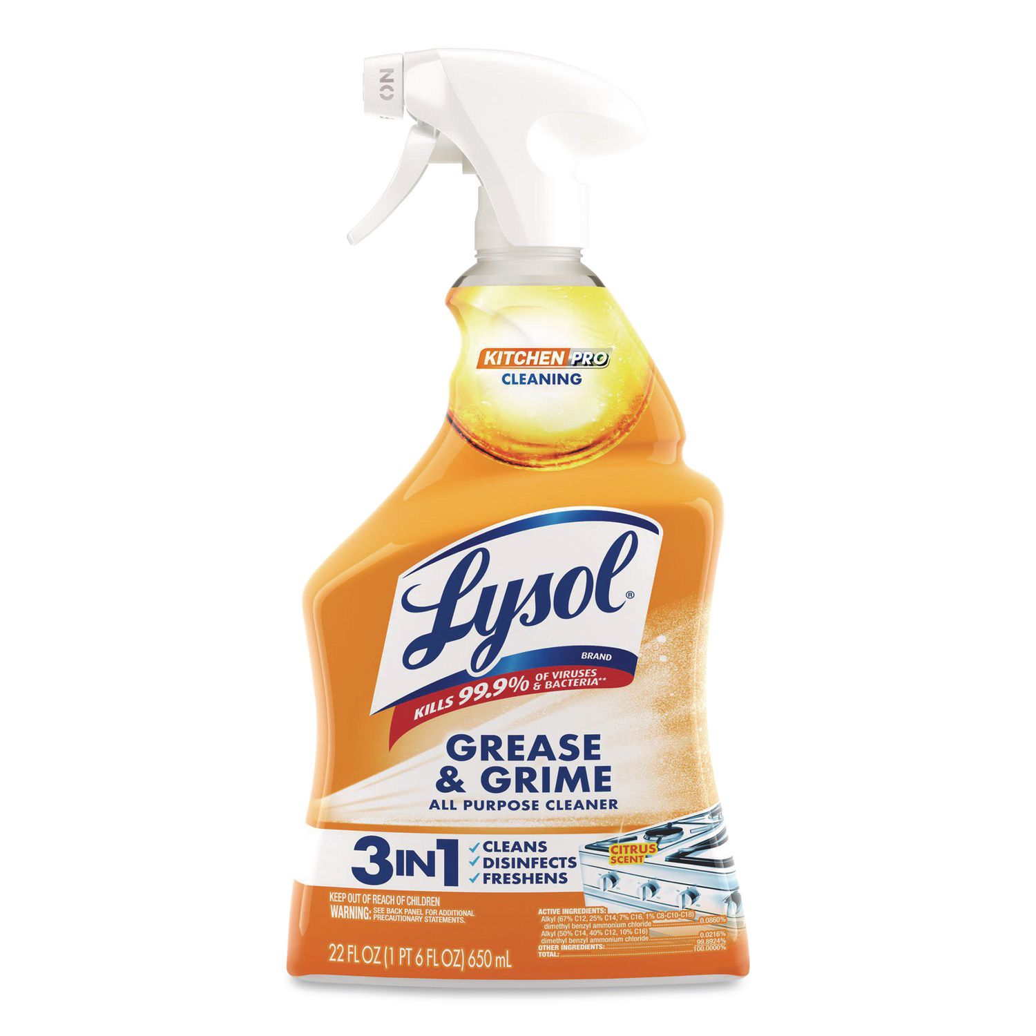 Kitchen Pro Antibacterial Cleaner, 22 oz Spray Bottle