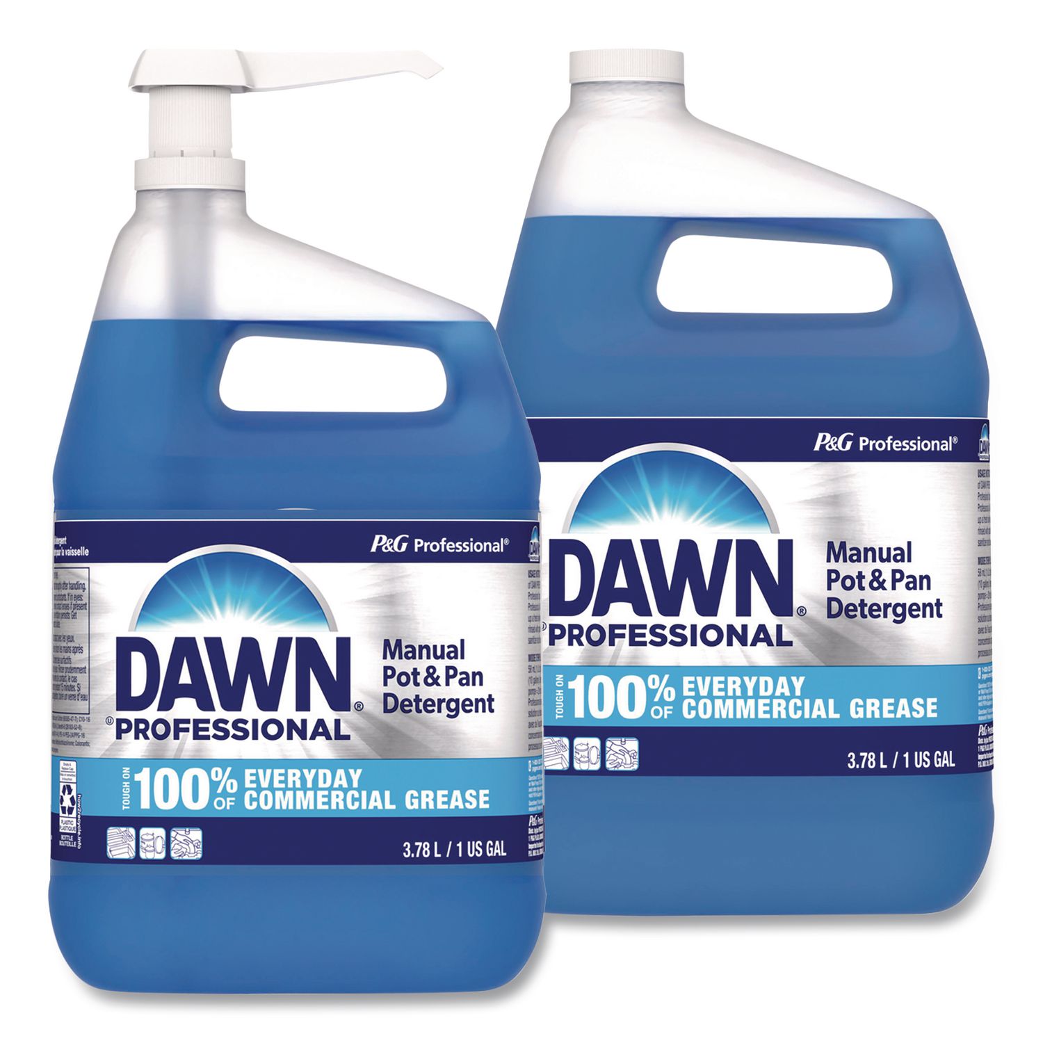 Manual Pot and Pan Dish Detergent with Pump, Dawn Original Scent, (1) Pump and (2) 1 gal Bottles/Carton