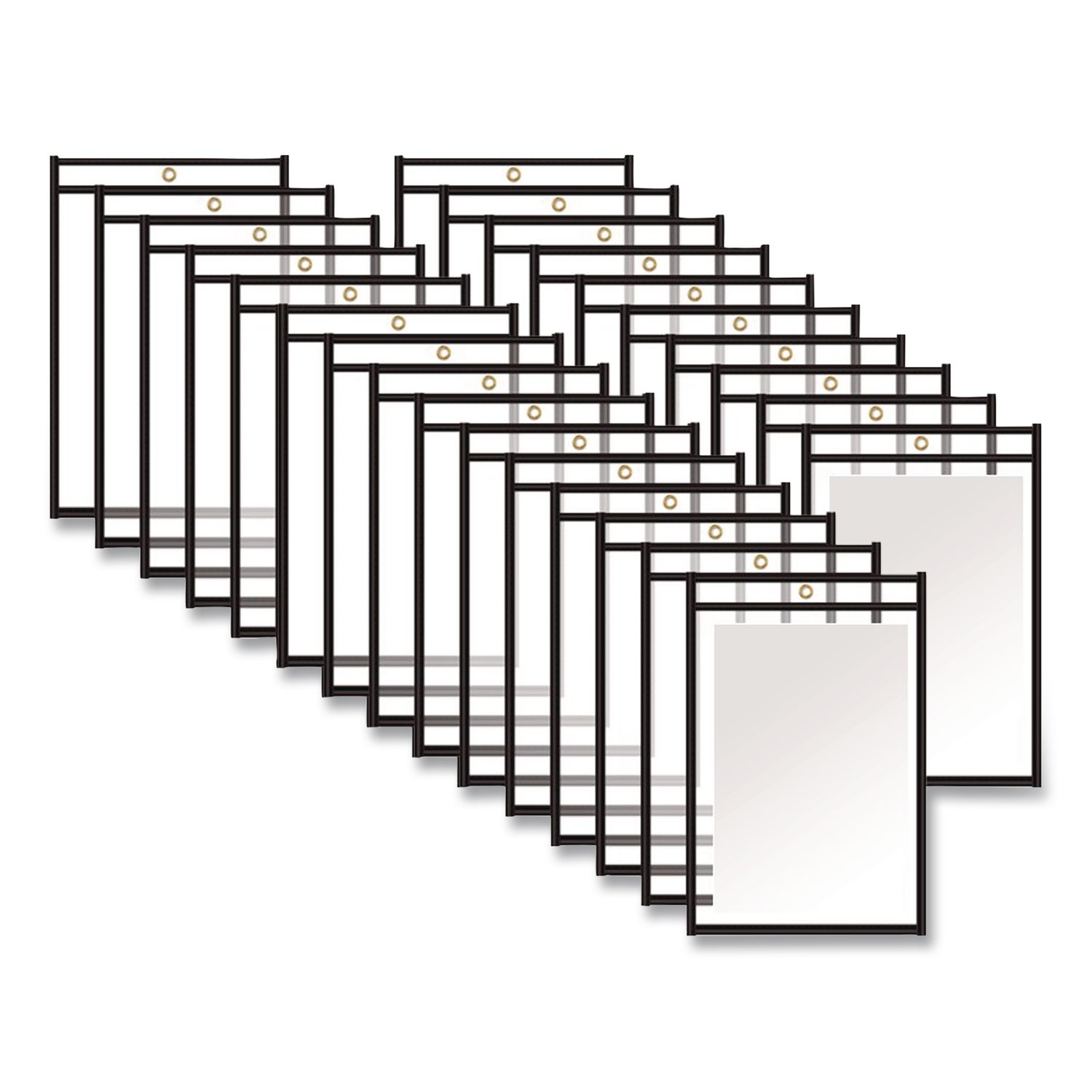 Stitched Shop Ticket Holders, Super Heavy-Duty, Top Load 6 x 9 Insert, Clear Front, Black Border, 25/Box
