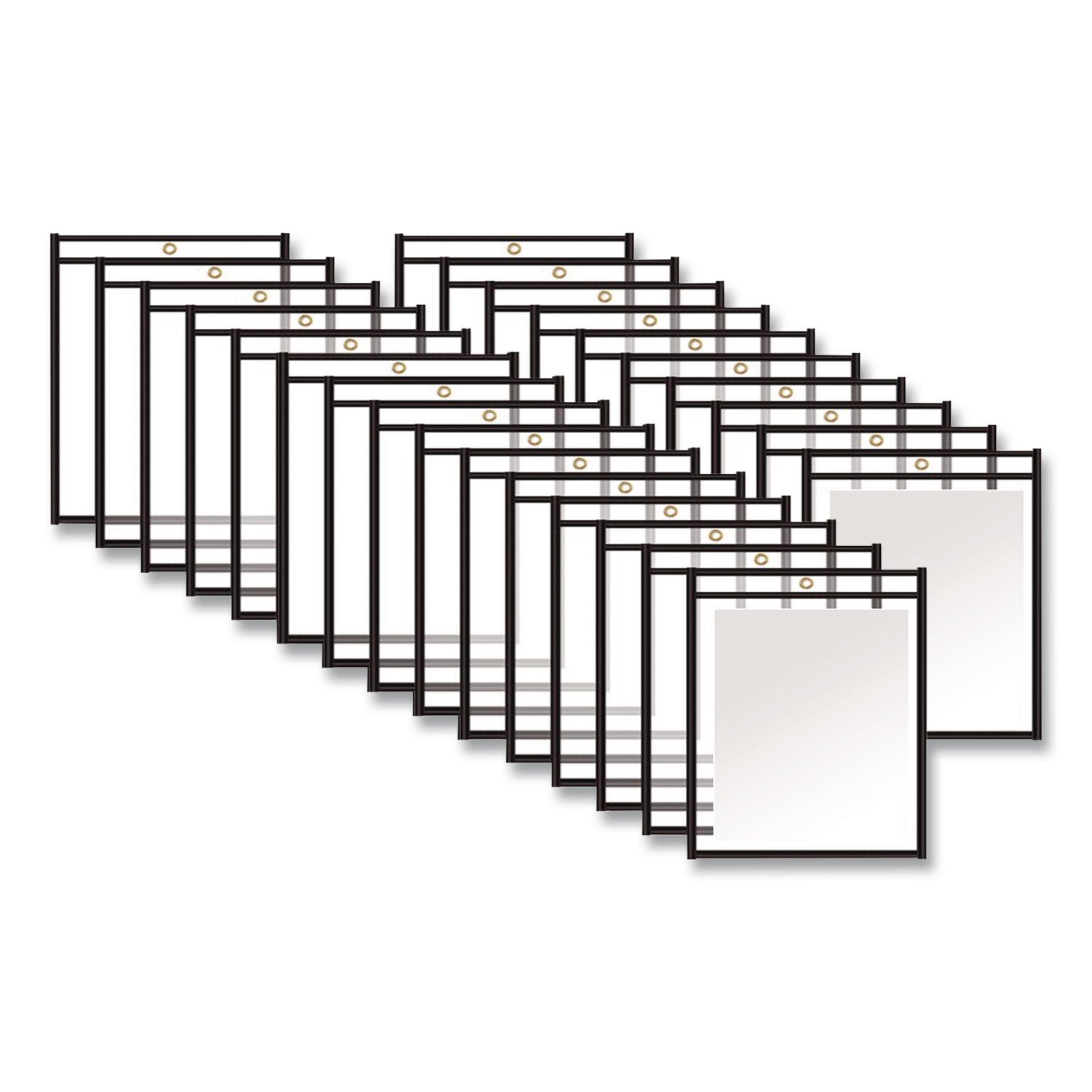 Stitched Shop Ticket Holders, Super Heavy-Duty, Top Load 8.5 x 11 Insert, Clear Front, Black Border, 25/Box