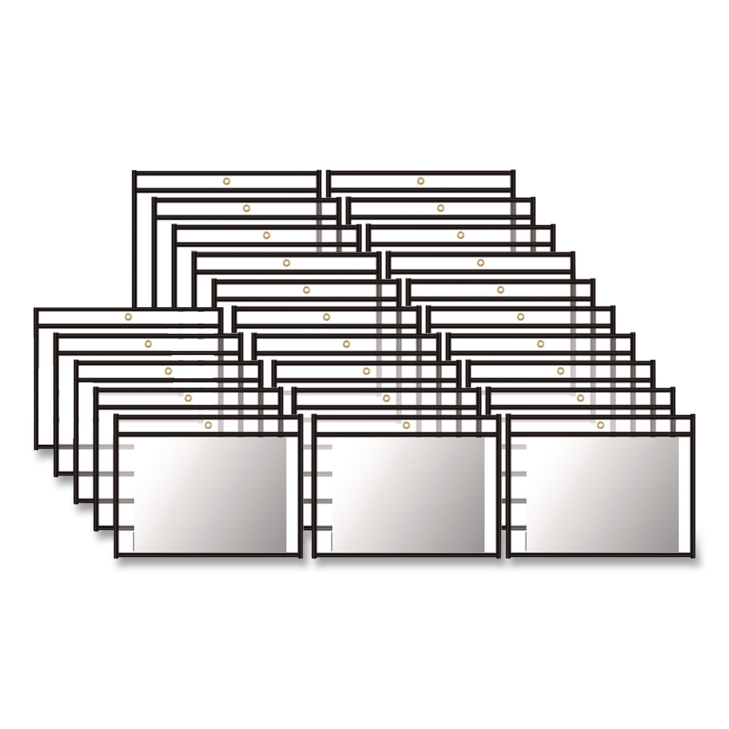 Stitched Shop Ticket Holders, Super Heavy-Duty, Top Load 12 x 9 Insert, Clear Front, Black Border, 25/Box