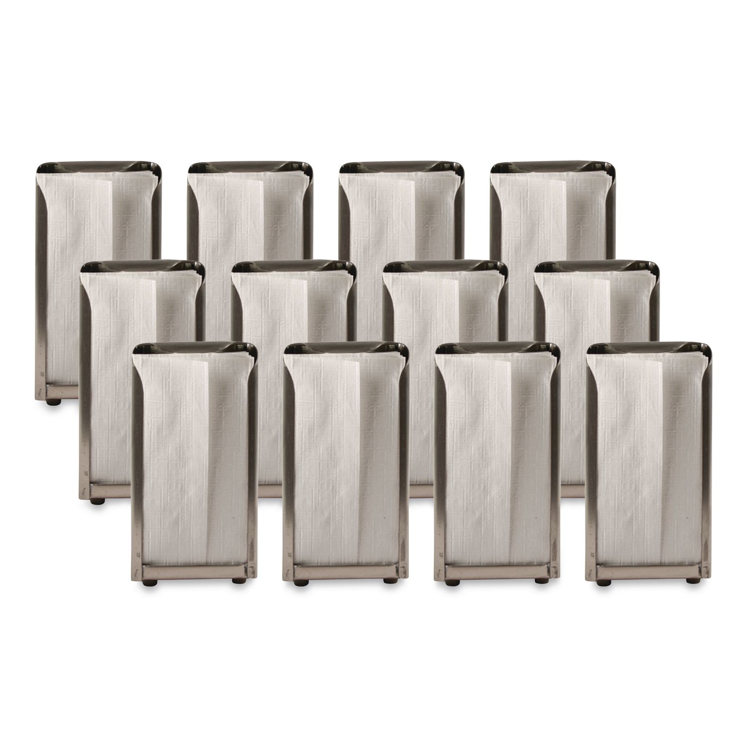 Venue Classic Tabletop Napkin Dispenser, 4.5 x 4.5 x 6, Stainless Steel, 12/Carton