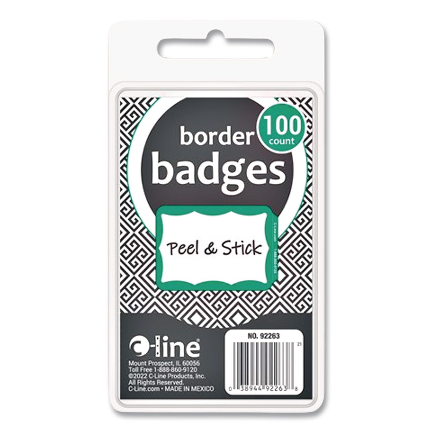 Self-Adhesive Name Badges, 3.5 x 2.25, Green, 100/Box