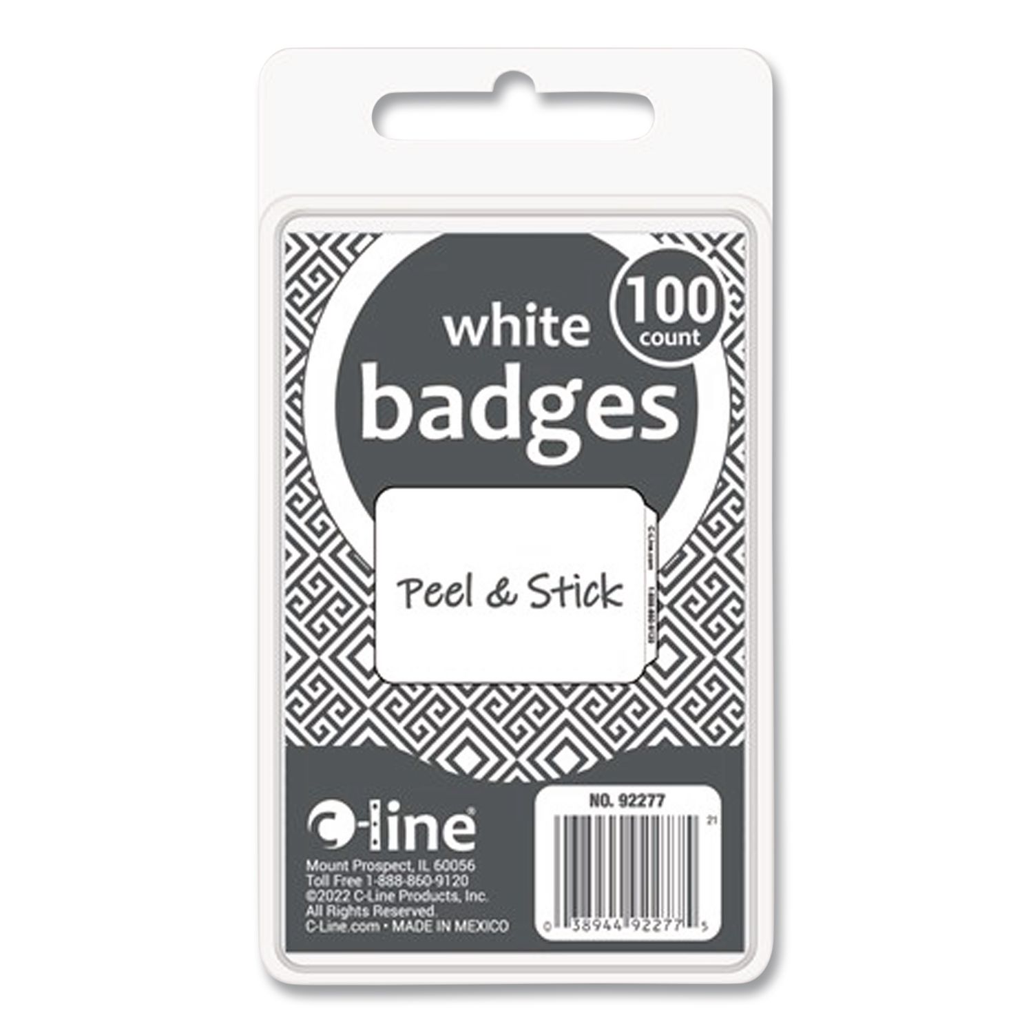 Self-Adhesive Name Badges, 3.5 x 2.25, White, 100/Box