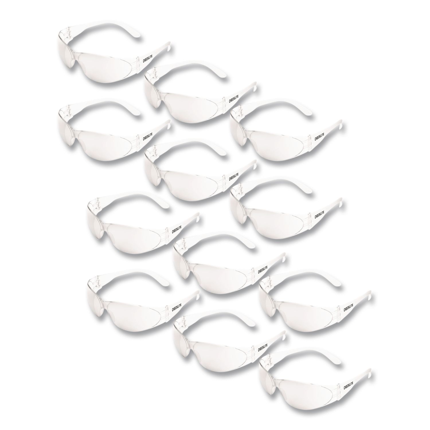 Checklite Safety Glasses, Frameless, Clear Single Hard Coat Scratch-Resistant Lens, 12/Box