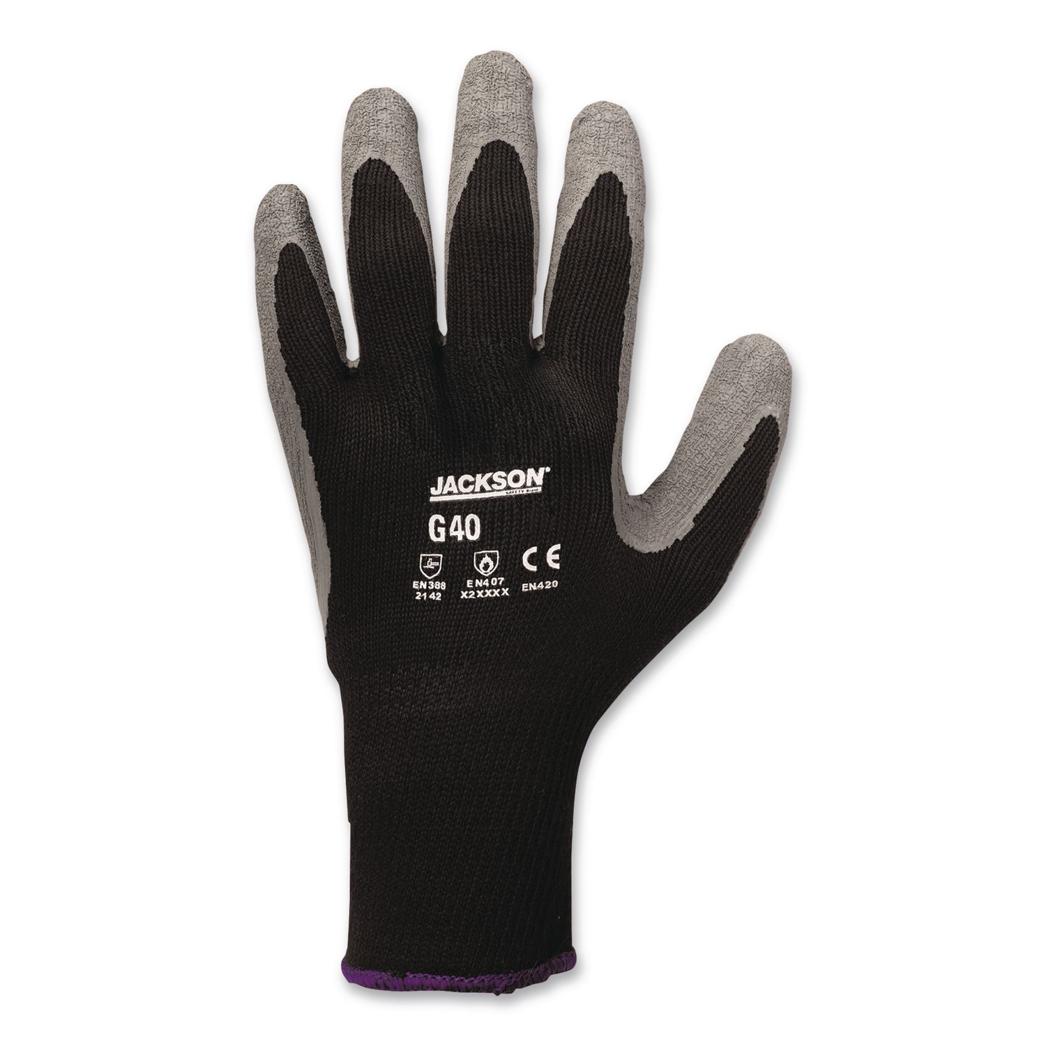 G40 Latex Coated Gloves, EN388: 2142, 10.63" Long, XX-Large, Gray/Black, 12 Pairs