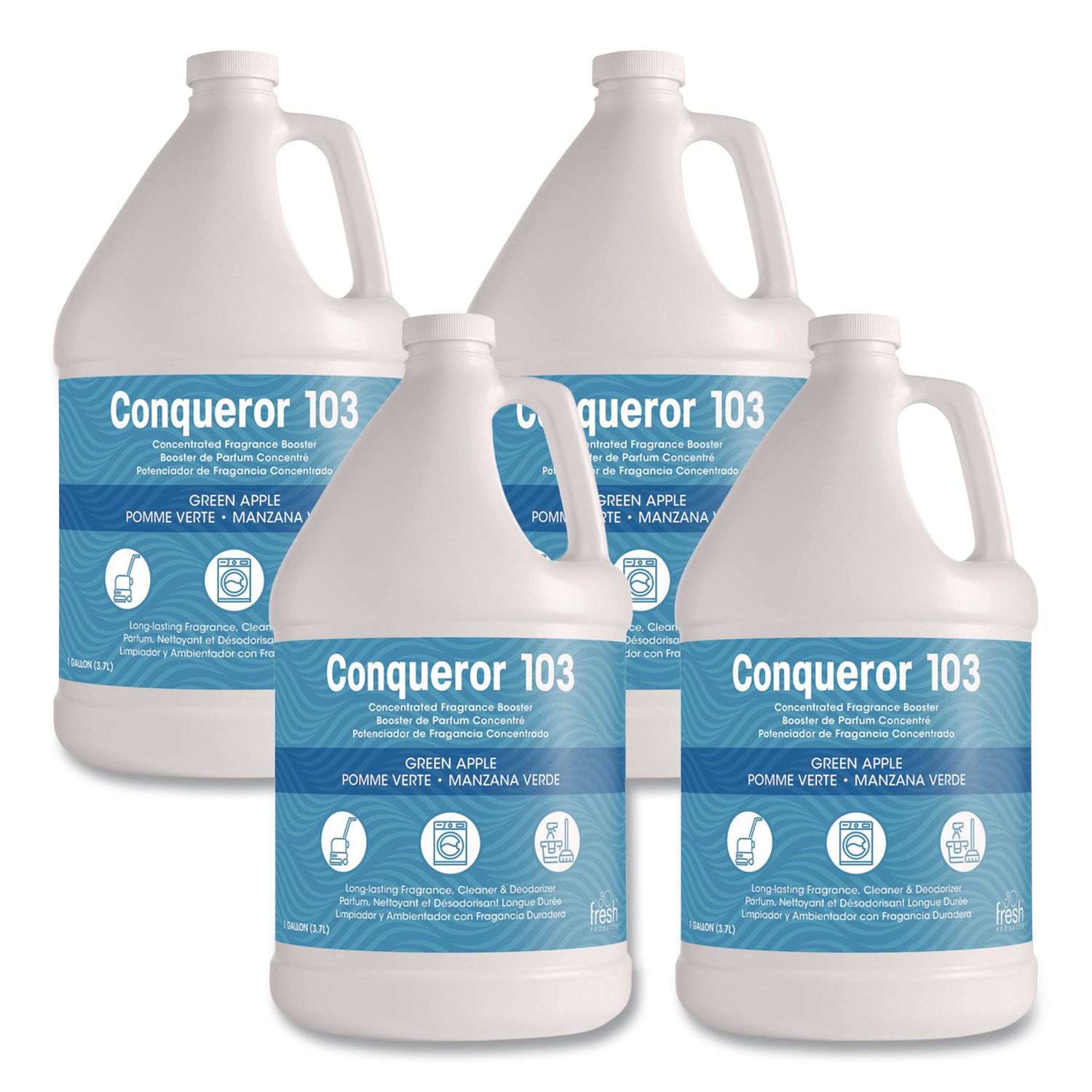 Conqueror 103 Odor Counteractant Concentrate, Green Apple, 1 gal Bottle, 4/Carton