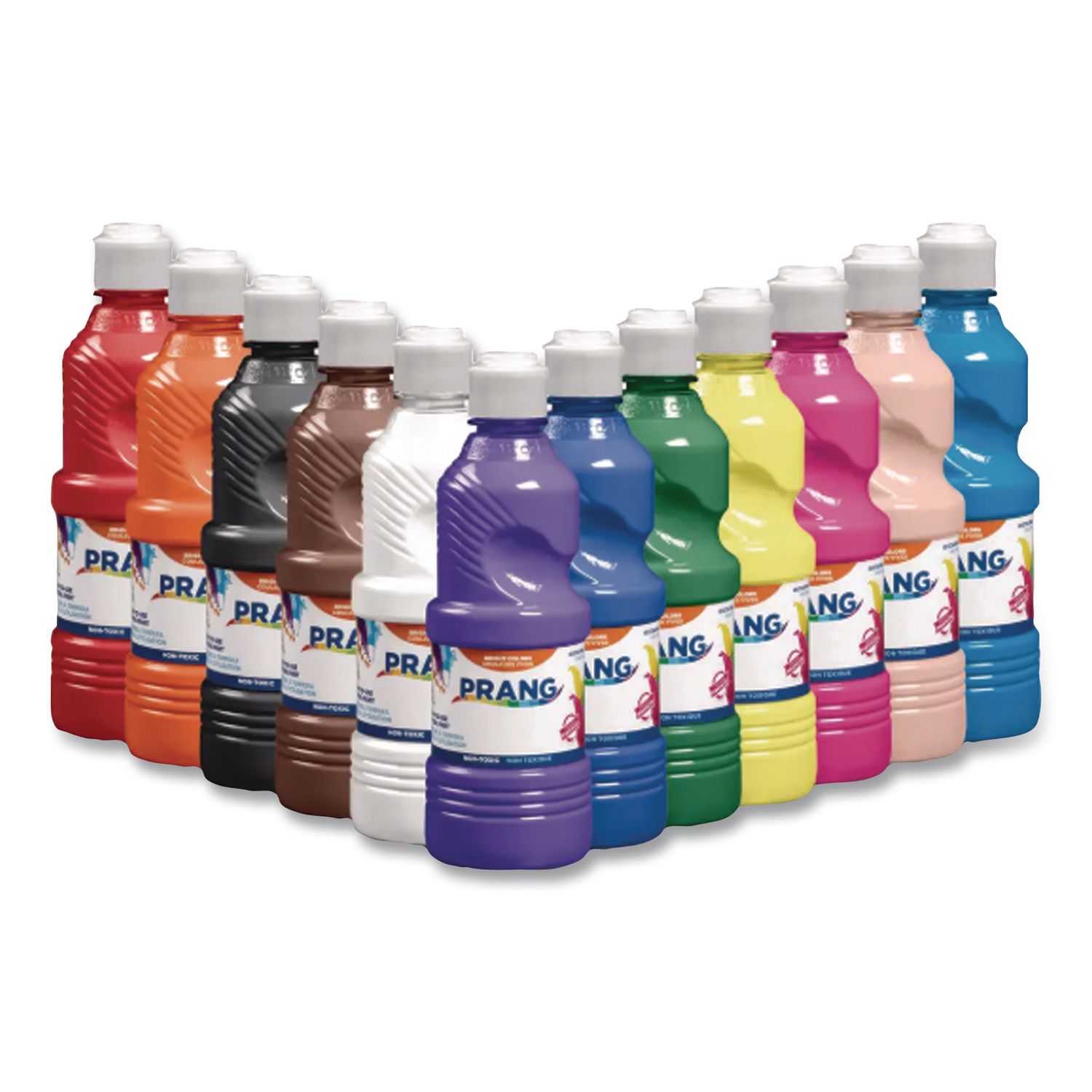 Ready-to-Use Tempera Paint, 12 Assorted Colors, 16 oz Bottle, 12/Pack