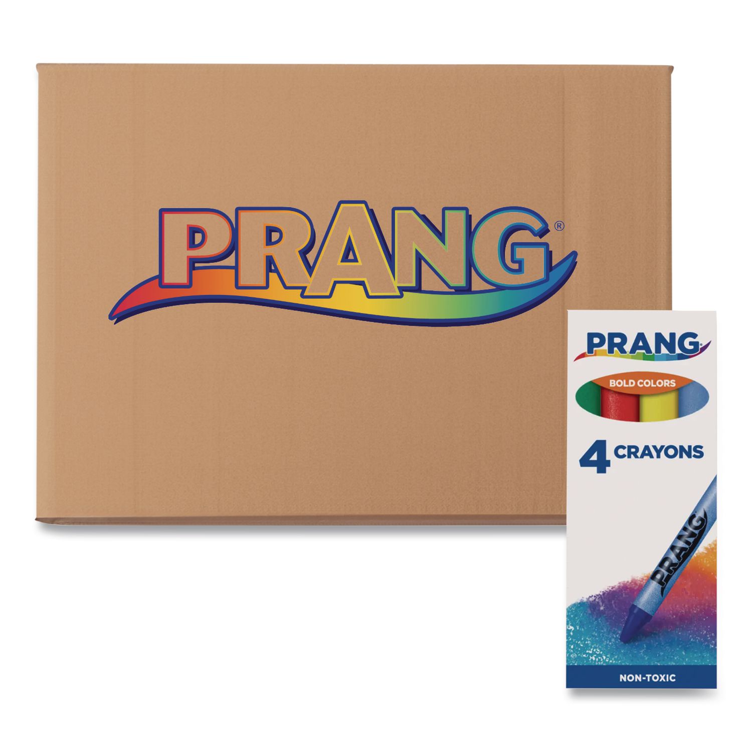 Crayons Made with Soy, Regular Size, 0.37" x 3.7", 4 Assorted Colors, 4/Pack, 288 Packs/Carton