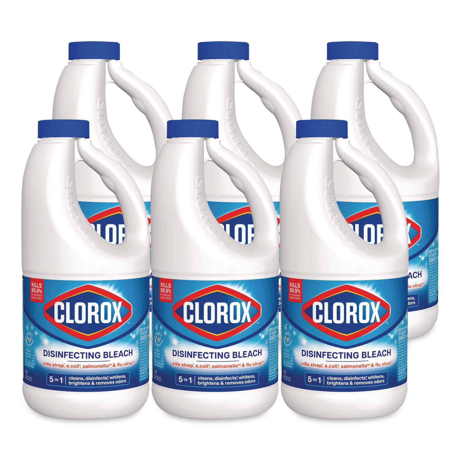 Concentrated Regular Disinfecting Bleach, 43 oz Bottle, 6/Carton CLO32260